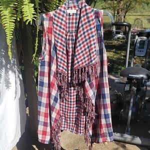 Umgee Red and Blue Checkered Vest